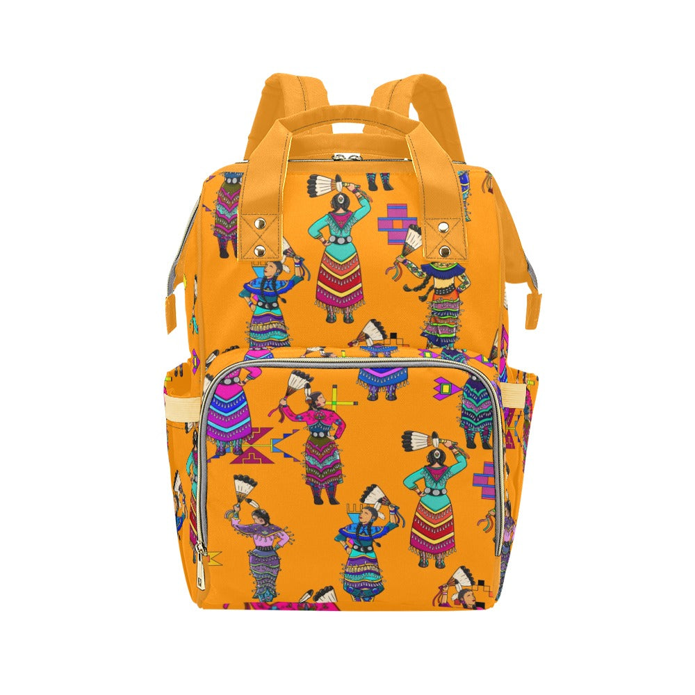 Women's Jingle Dancers Orange Multi-Function Diaper Backpack