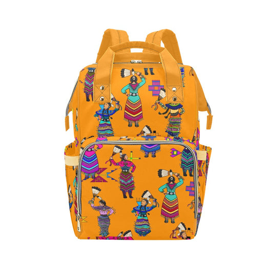 Women's Jingle Dancers Orange Multi-Function Diaper Backpack