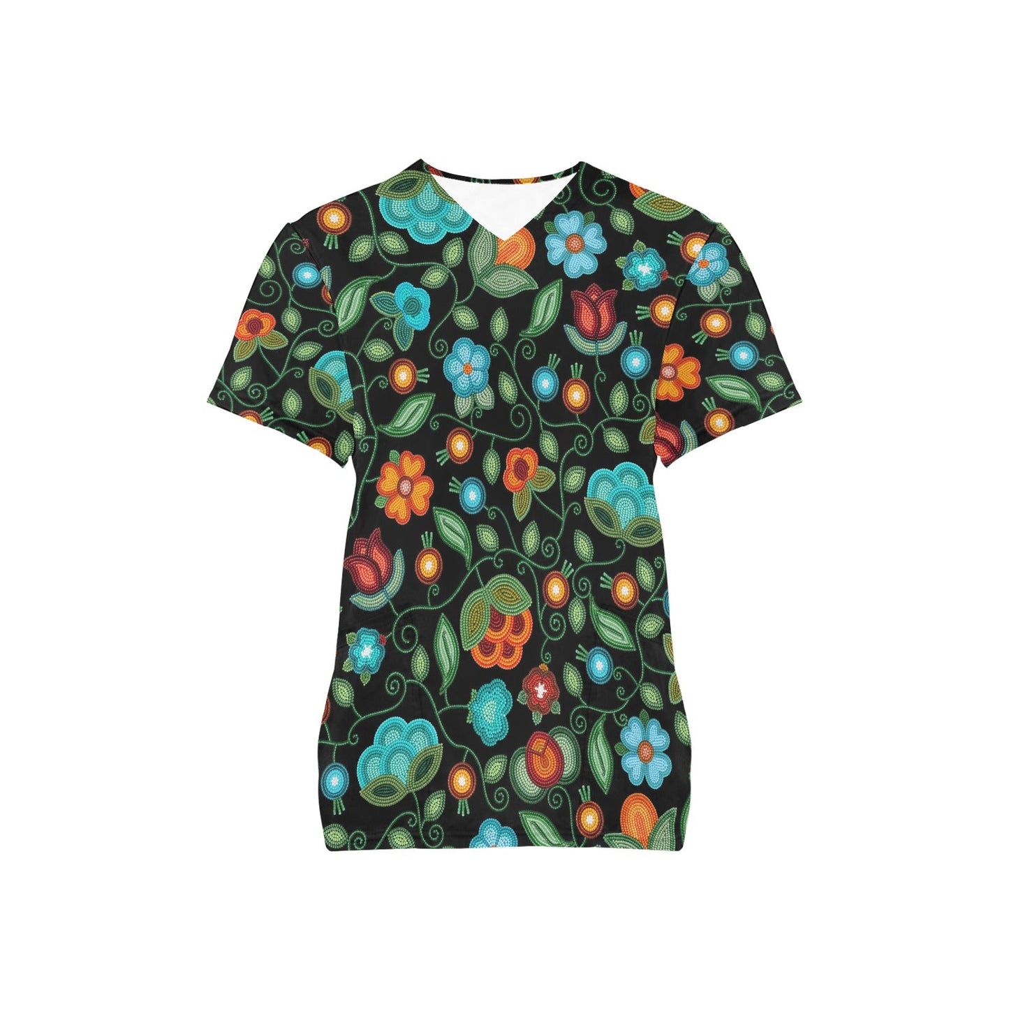 Prairie Fire Petals Black Scrub Top