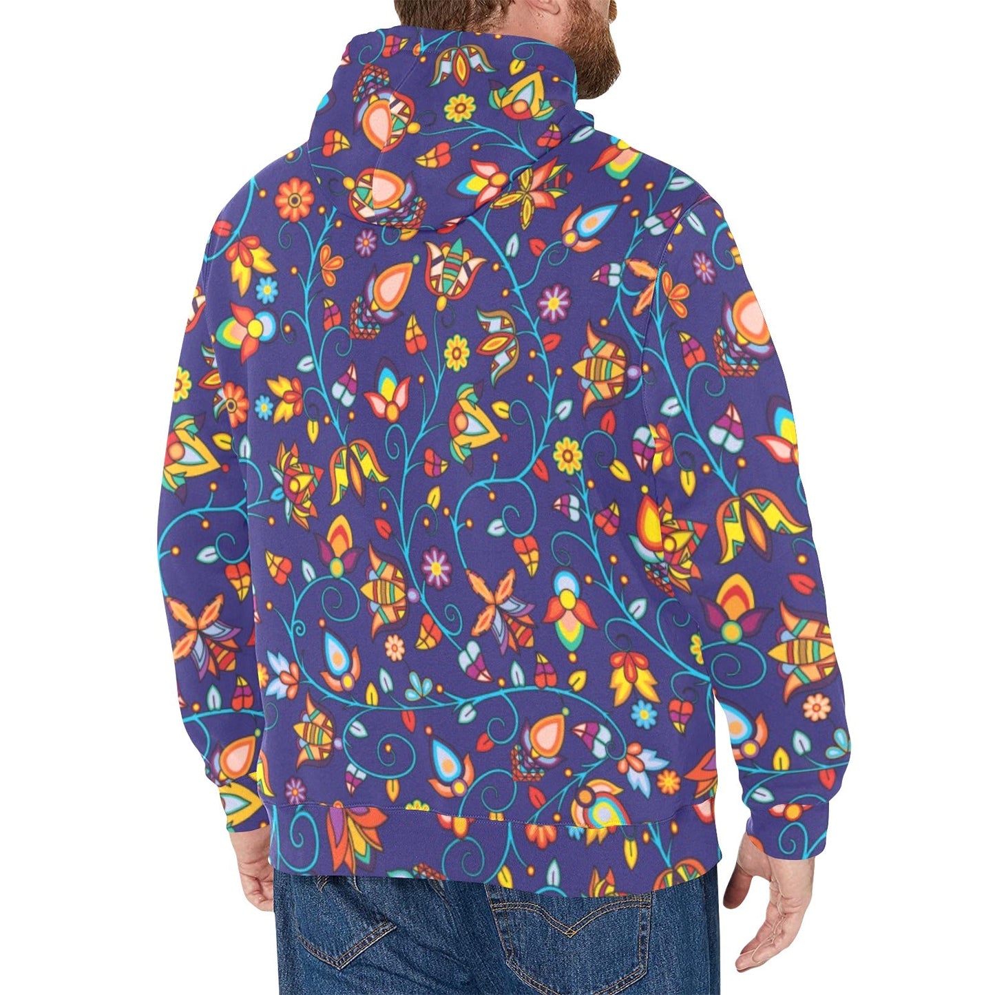 Thorny Path Blue Men's Long Sleeve Fleece Hoodie