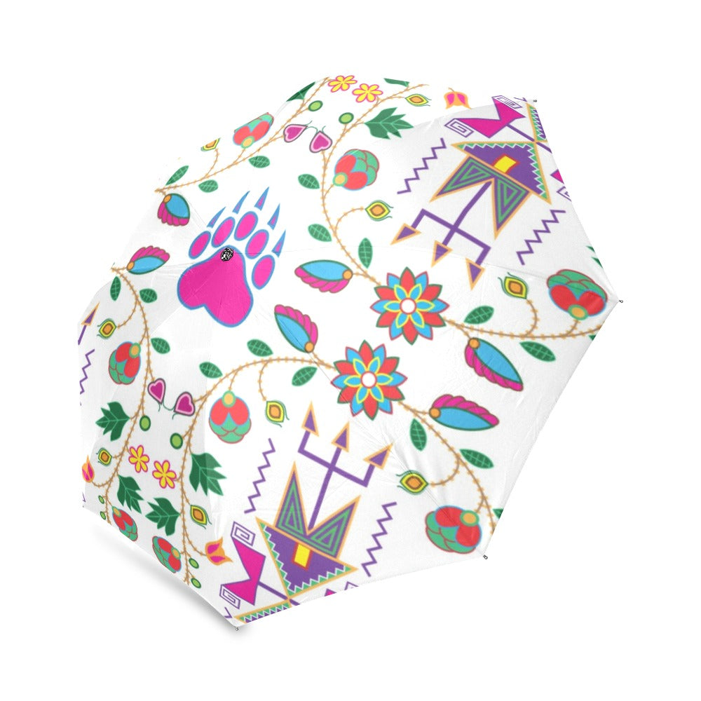 Geometric Floral Fall White Foldable Umbrella
