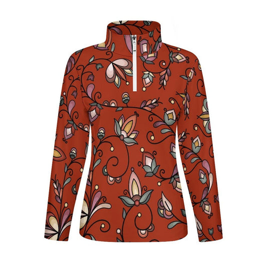 Burnt Sky Petals Red Long Sleeve Yoga Shirt