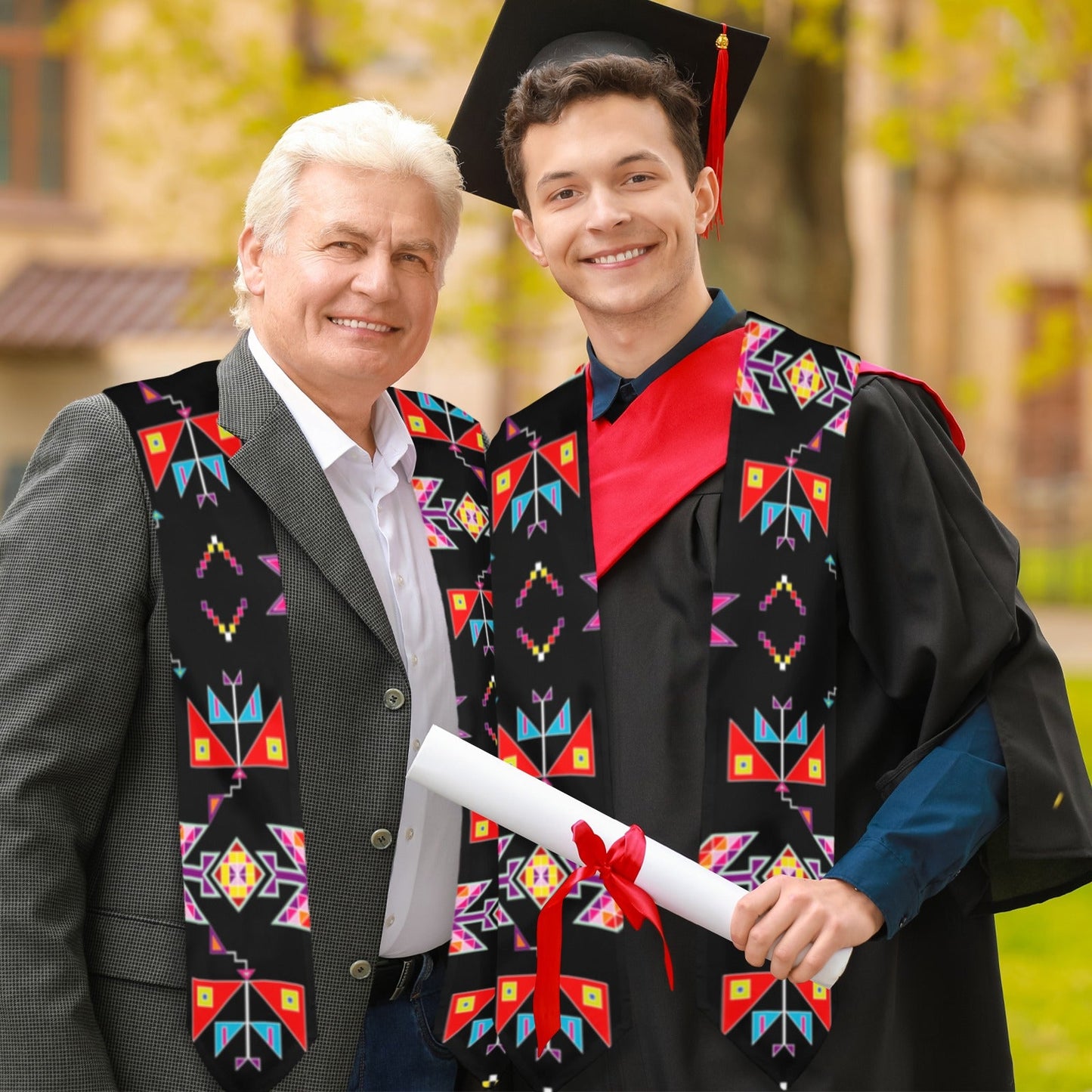 Scattered Generations Black Graduation Stole