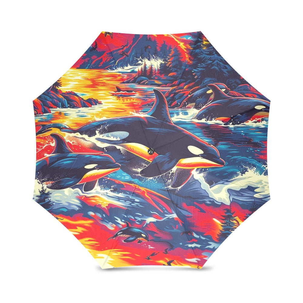 Killer Whales in the Bay Foldable Umbrella