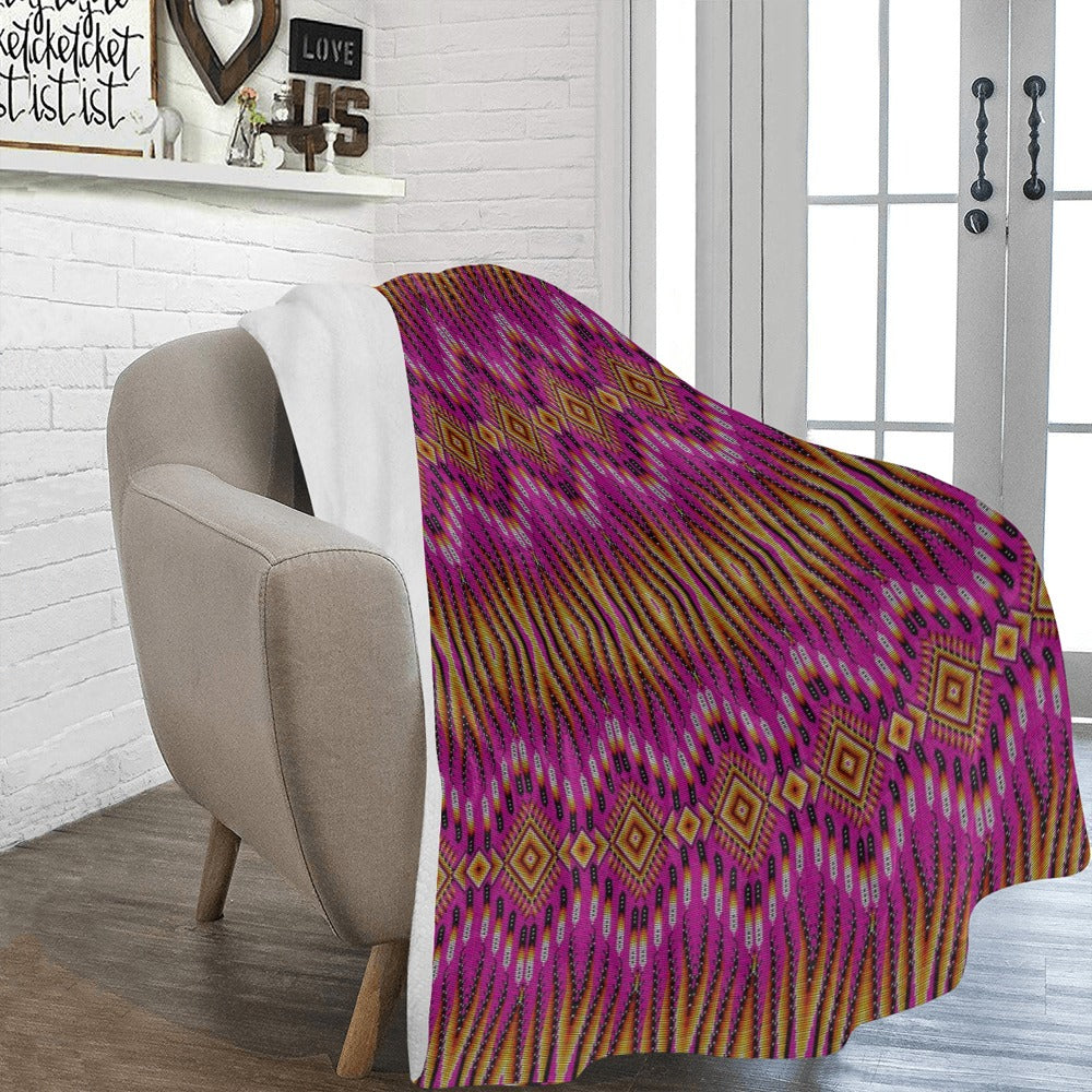 Fire Feather Pink X-Large Micro Fleece Blanket