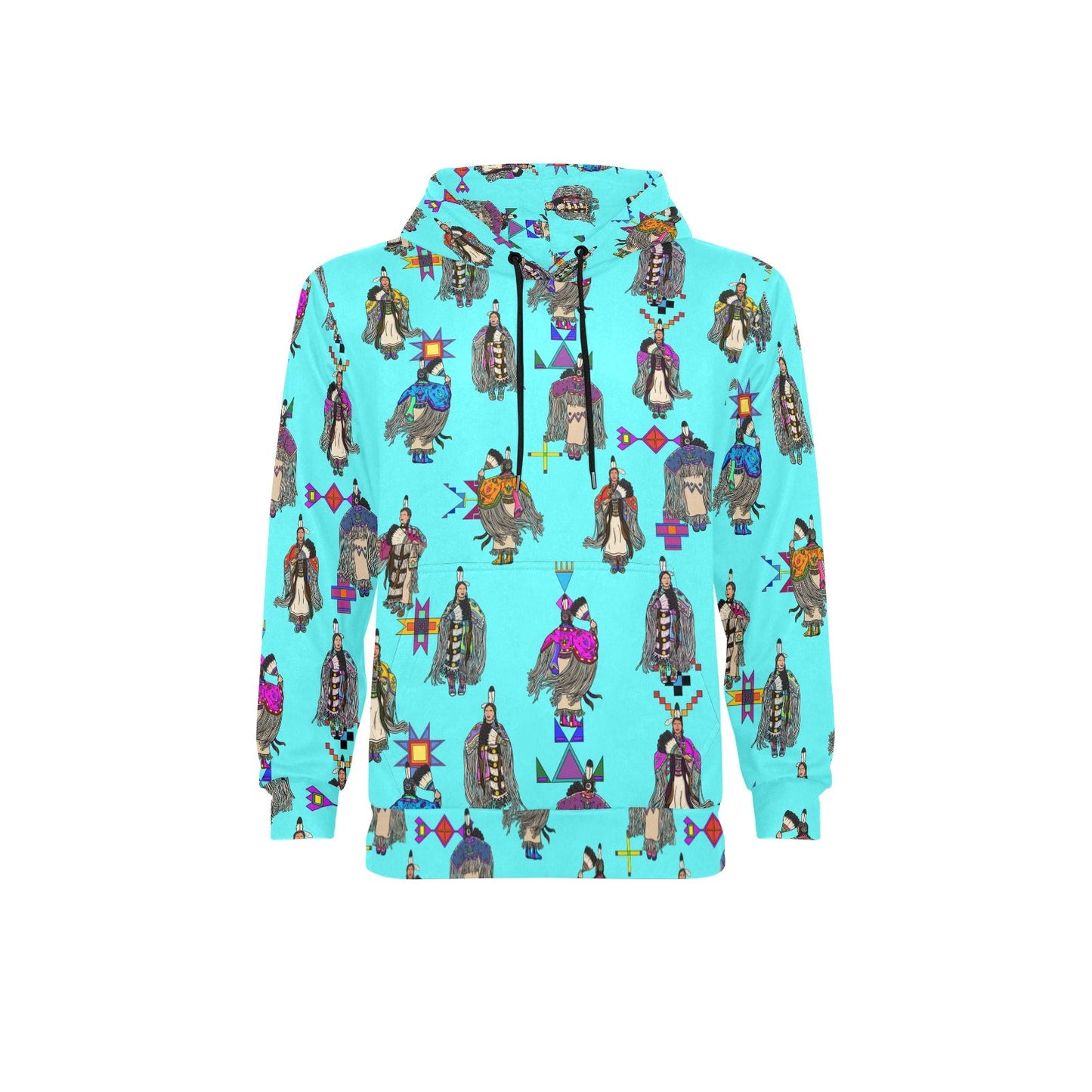 Women's Tradish Dancers Turquoise Men's Long Sleeve Fleece Hoodie