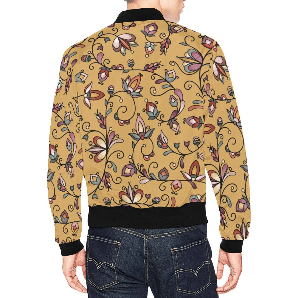 Burnt Sky Petals Gold Bomber Jacket for Men