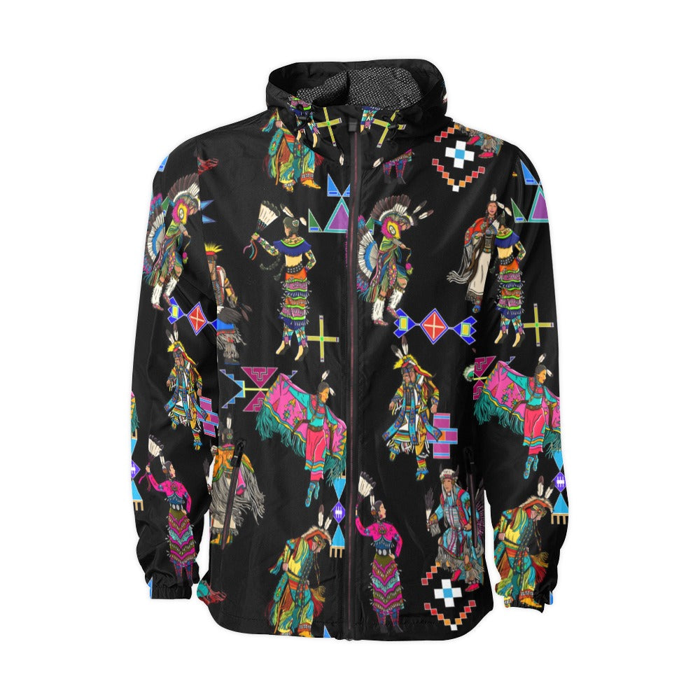Grand Entry Dancers Black Men's Windbreaker