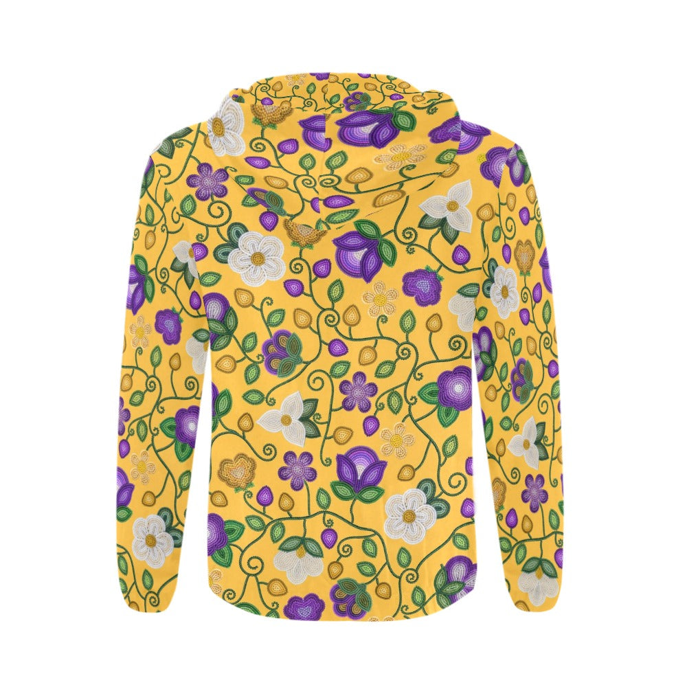 Midnight Moss Bloom Yellow Zip Hoodie