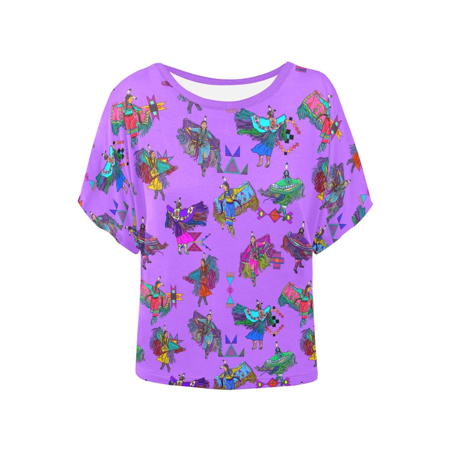 Women's Fancy Dancers Purple Women's Batwing-Sleeved Blouse T shirt