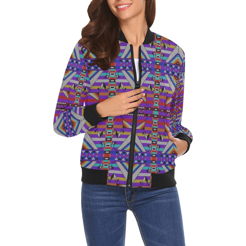 Medicine Blessing Purple Bomber Jacket for Women