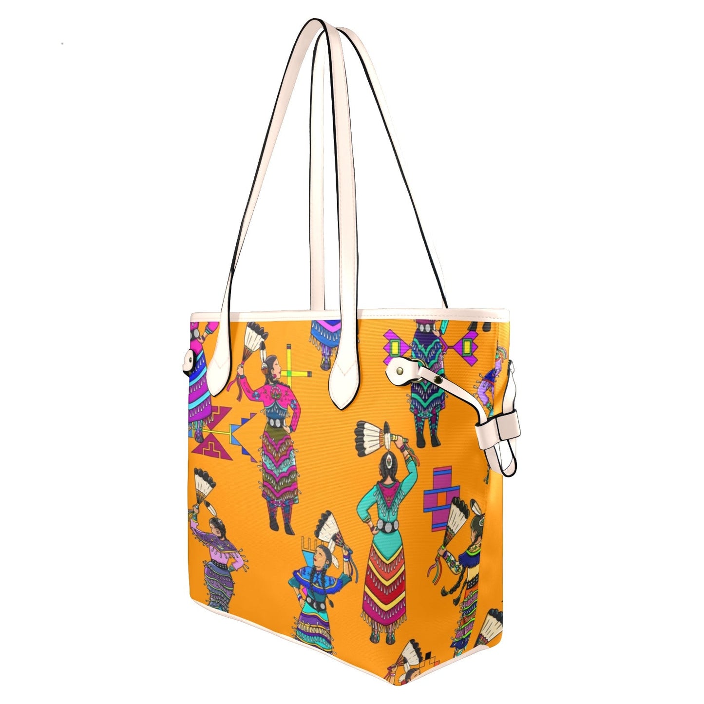 Women's Jingle Dancers Orange Clover Canvas Tote Bag