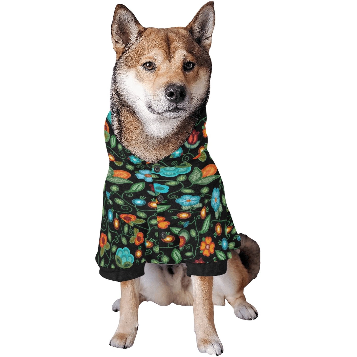 Prairie Fire Petals Black Pet Hoodie