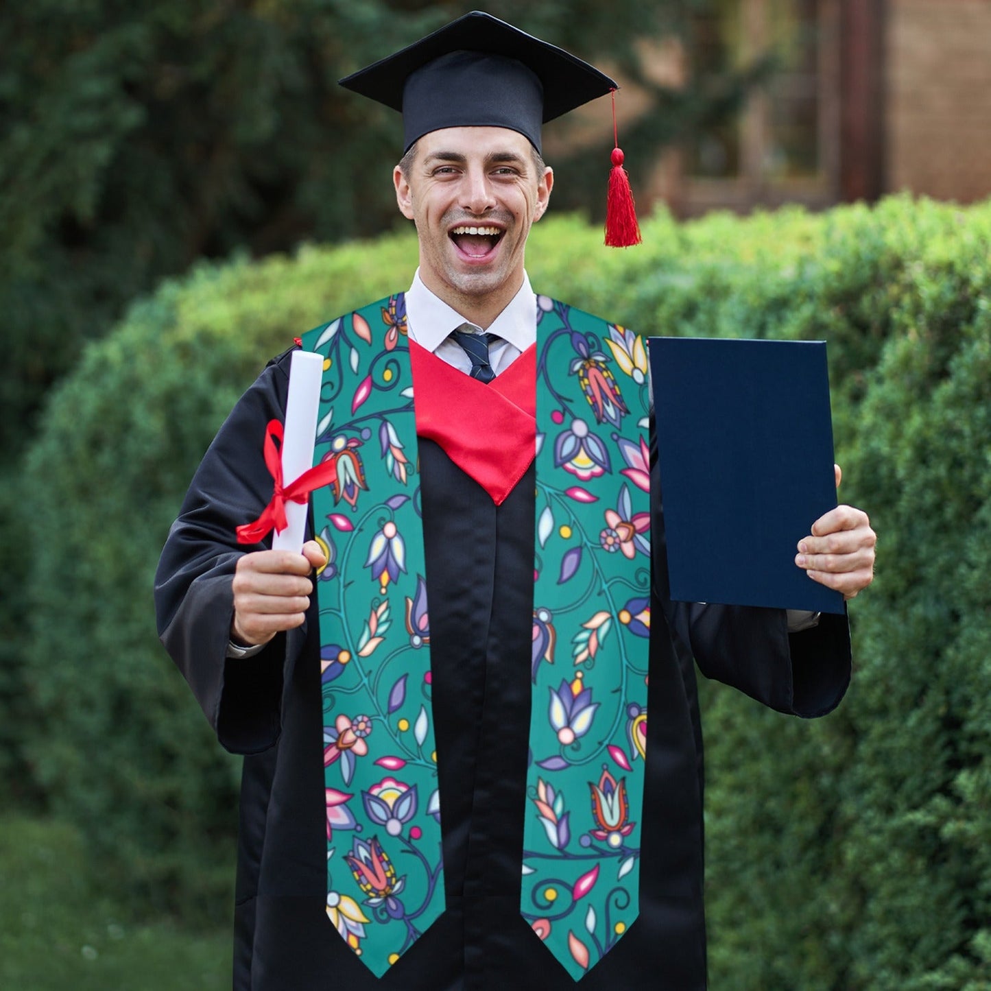 Buffalo Bloom Turquoise Graduation Stole