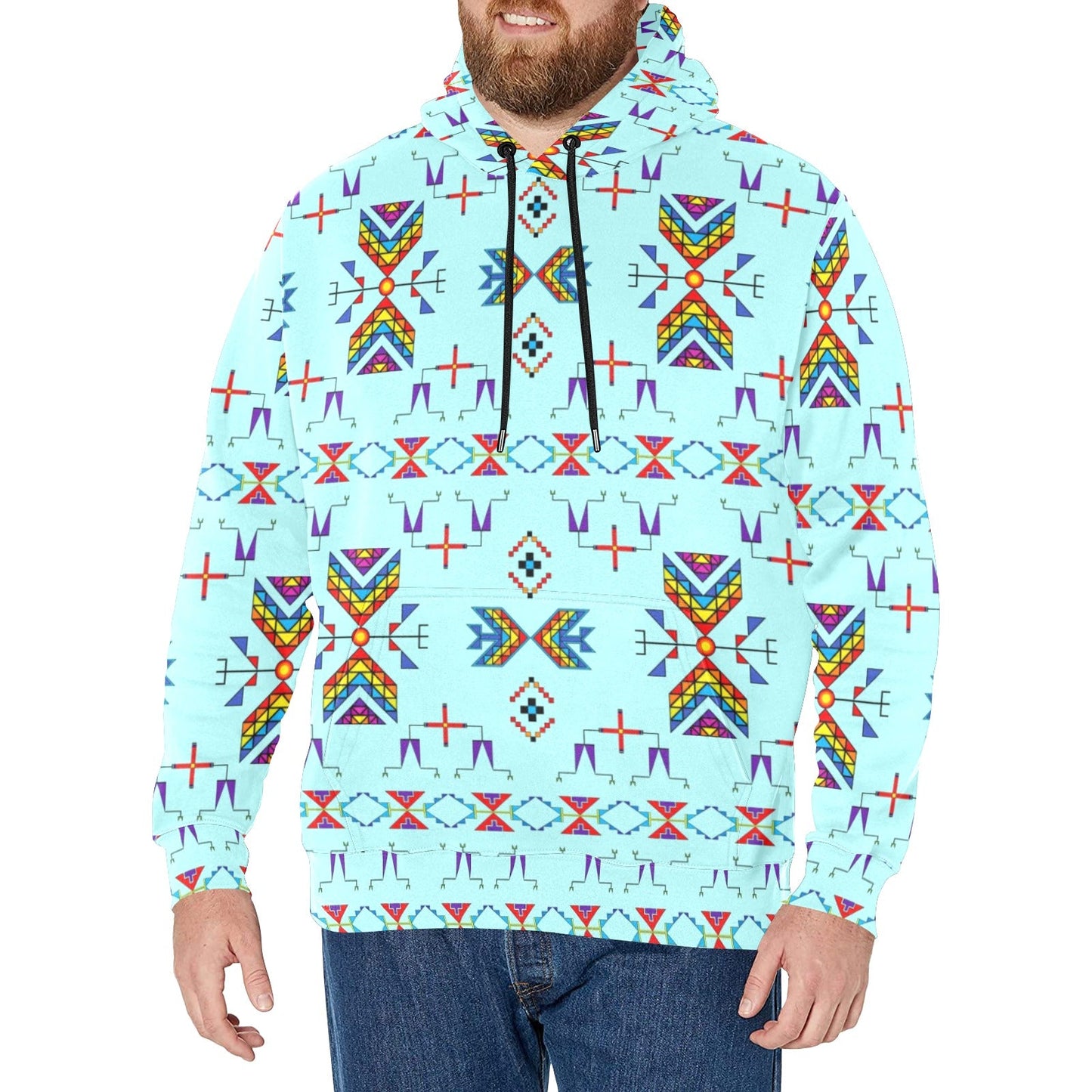 Rainy Chief Rainbow Robin Egg Men's Long Sleeve Fleece Hoodie