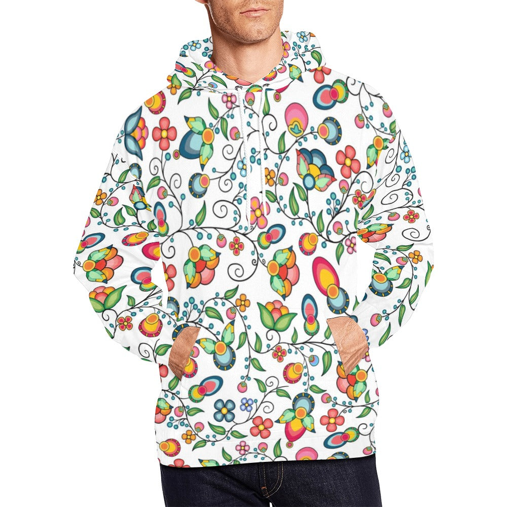 Floral Bounty White Hoodie for Men