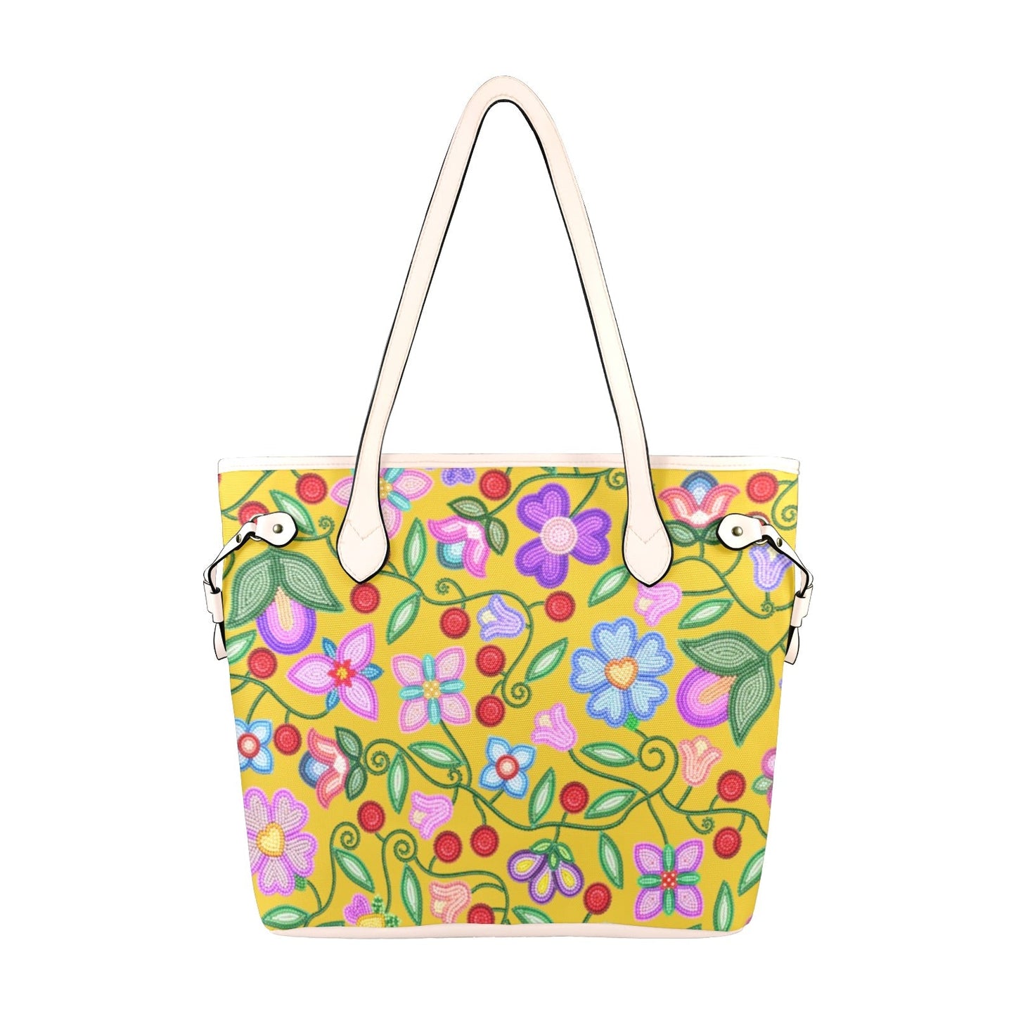 Petal Harmony Ochre Clover Canvas Tote