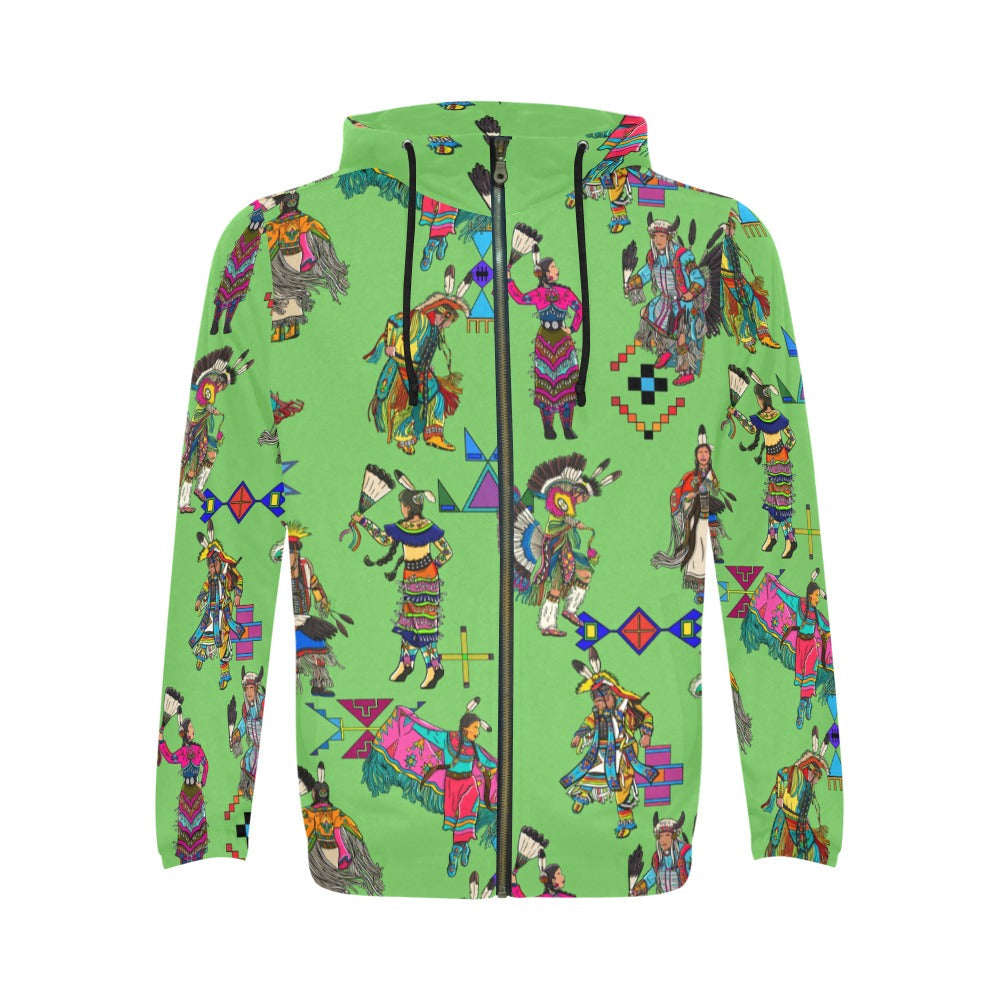 Grand Entry Dancers Grass Men's Zipper Hoodie