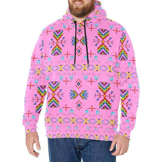 Rainy Chief Rainbow Blush Men's Long Sleeve Fleece Hoodie