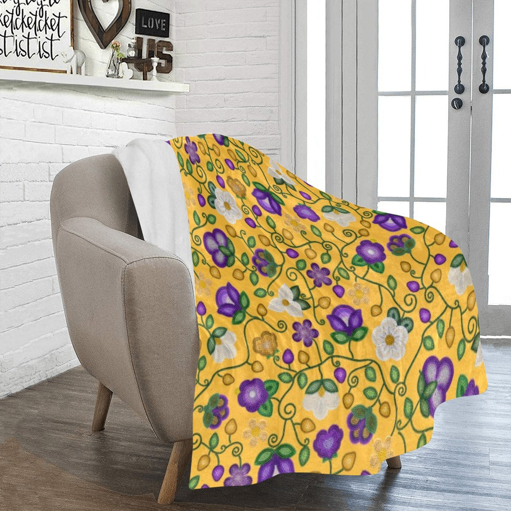 Midnight Moss Bloom Yellow Large Micro Fleece Blanket