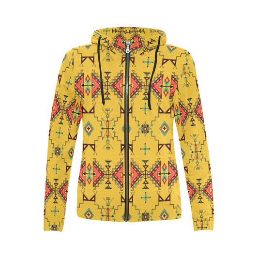Thunder Flight Yellow Full Zip Hoodie for Women