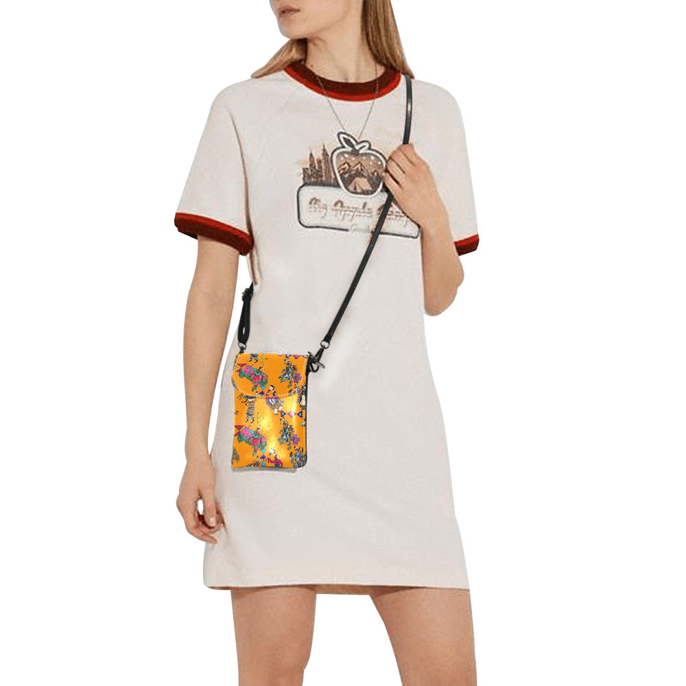 Grand Entry Dancers Orange Small Cell Phone Purse
