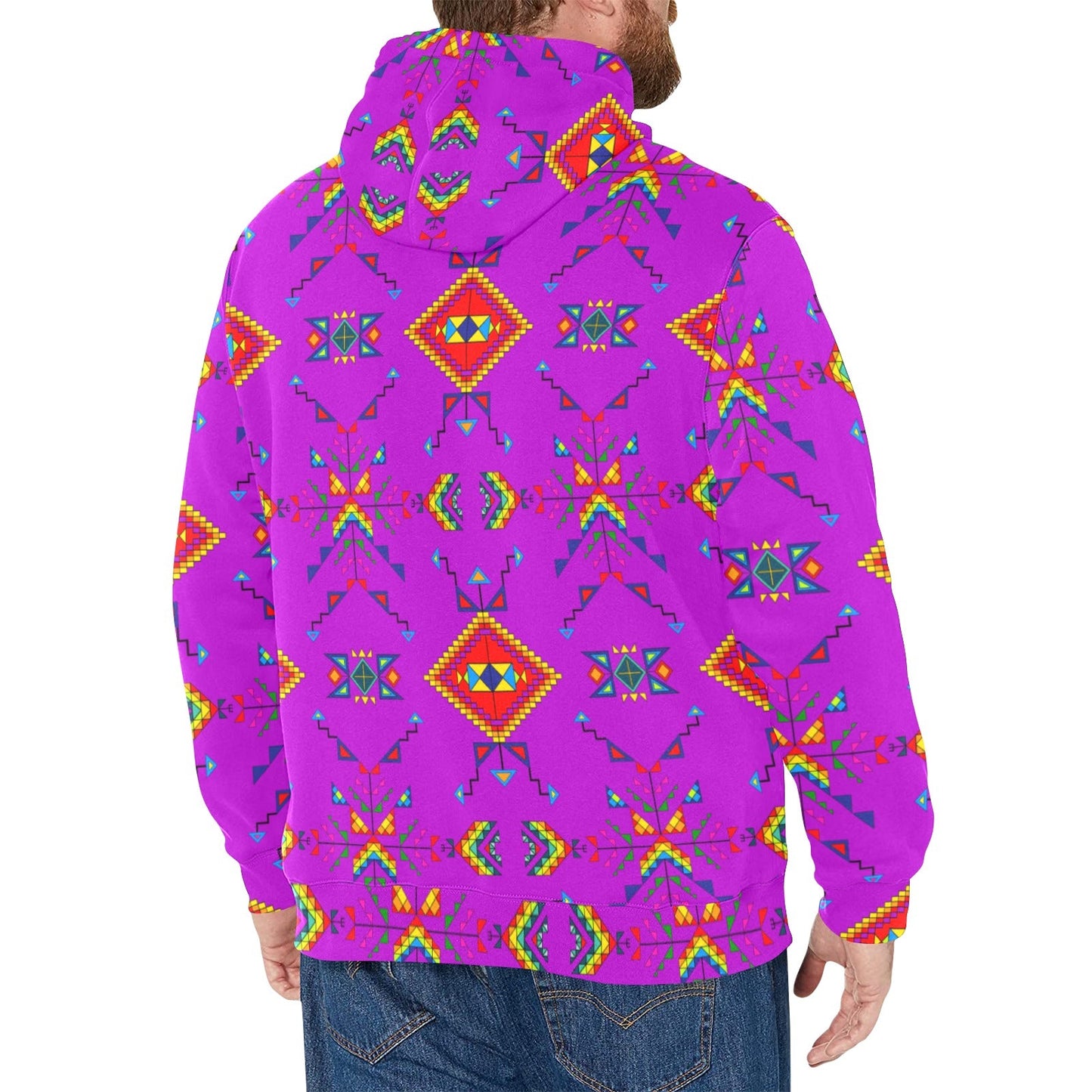 Buffalo Jump Purple Men's Long Sleeve Fleece Hoodie