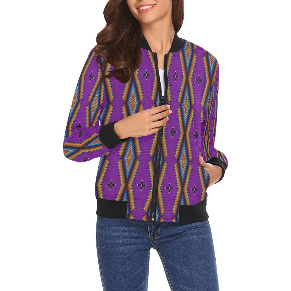 Diamond in the Bluff Purple Bomber Jacket for Women