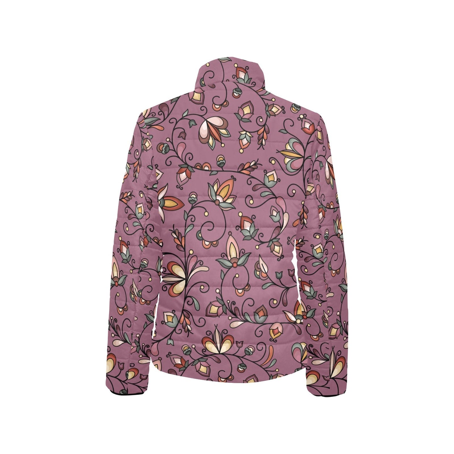 Burnt Sky Petals Magenta Women's Stand Collar Padded Jacket