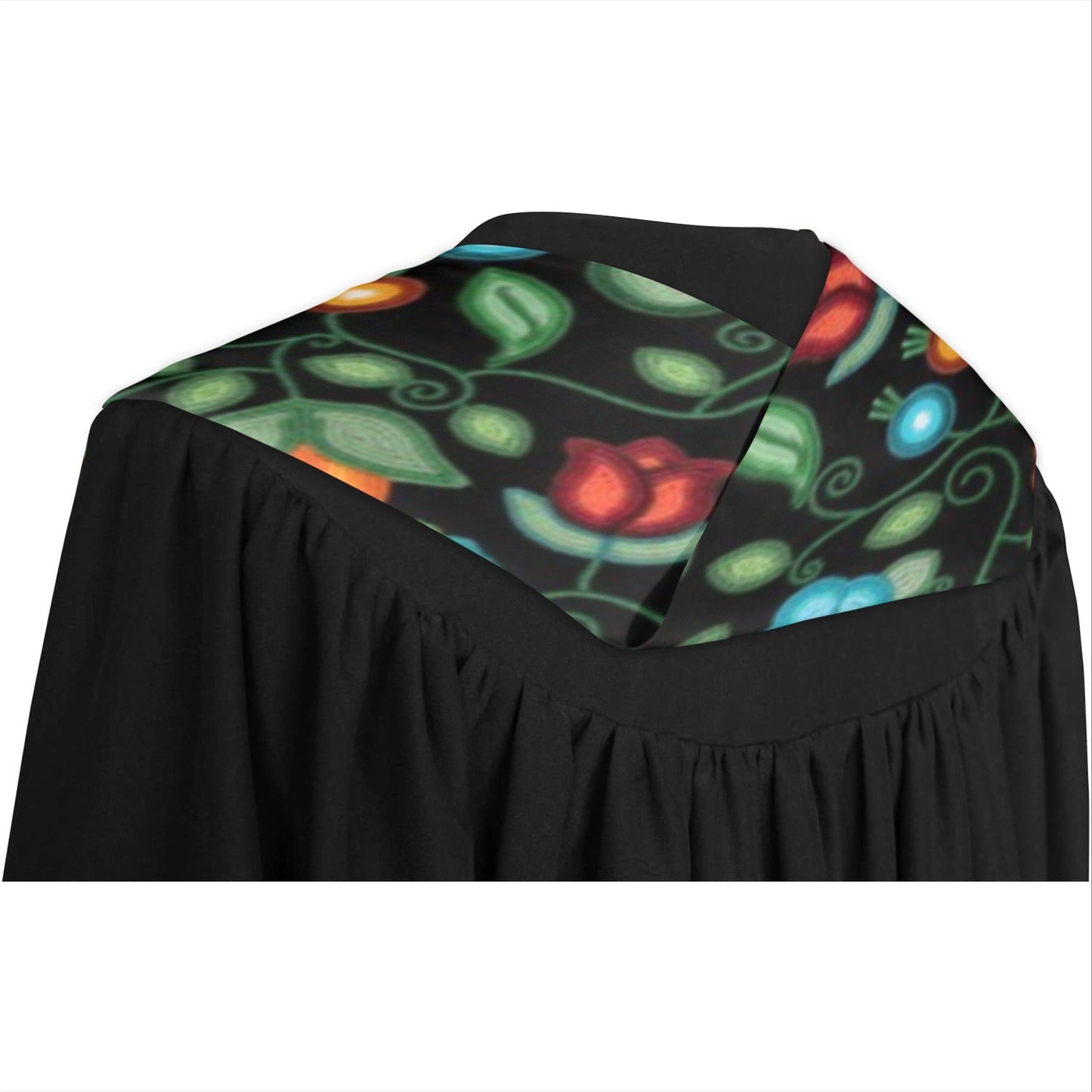 Prairie Fire Petals Black Graduation Stole