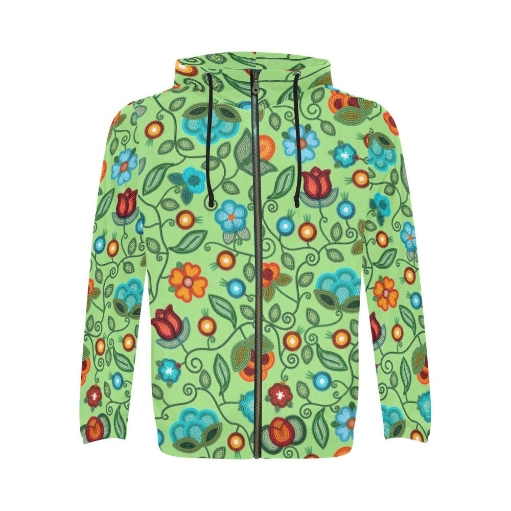 Prairie Fire Petals Sage Zip Hoodie