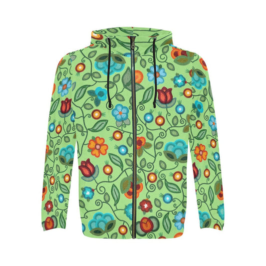 Prairie Fire Petals Sage Zip Hoodie