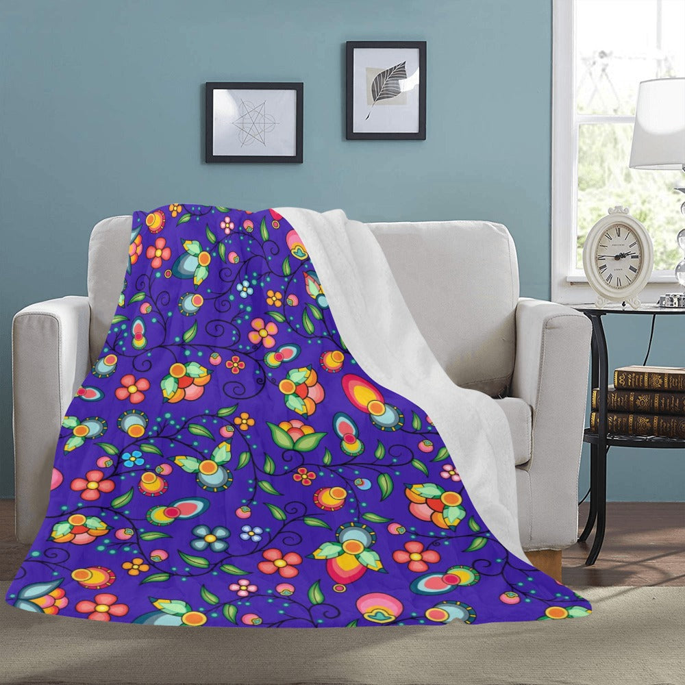 Floral Bounty Blue X-Large Micro Fleece Blanket