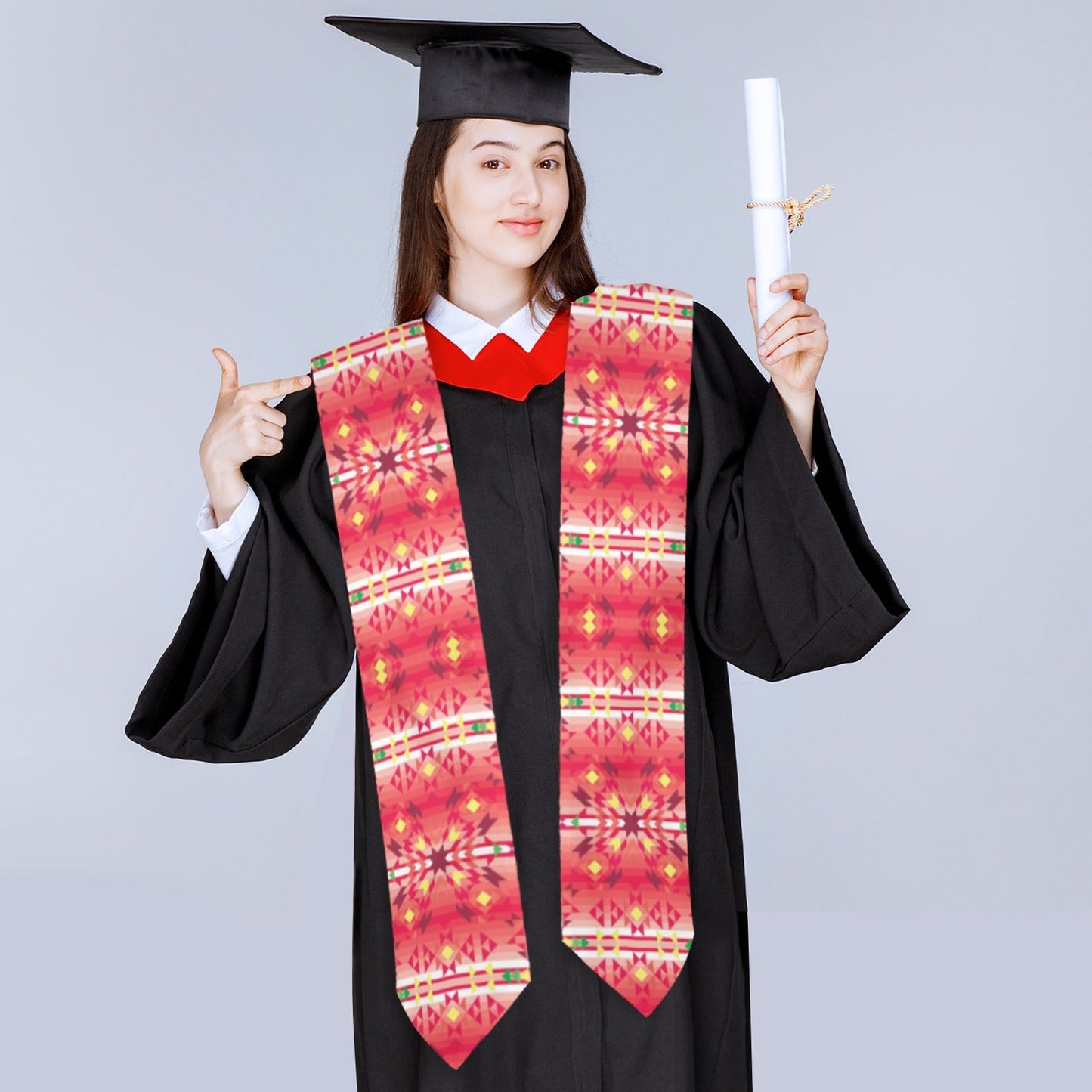 Red Pink Star Graduation Stole