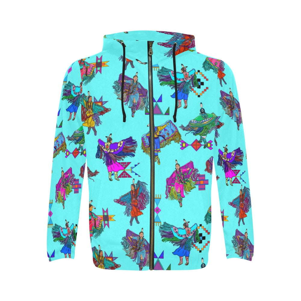 Women's Fancy Dancers Turquoise Men's Zipper Hoodie