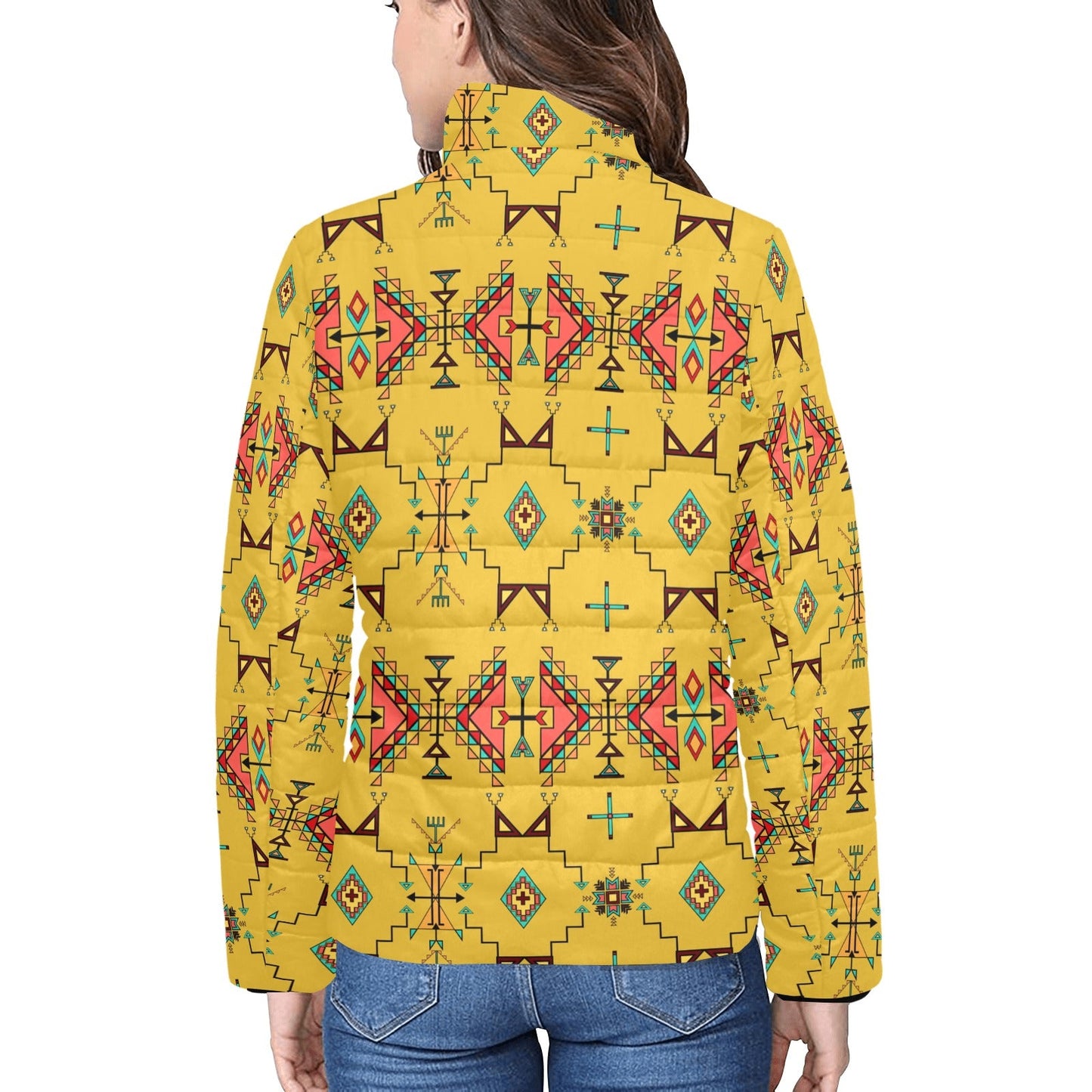 Thunder Flight Yellow Women's Stand Collar Padded Jacket