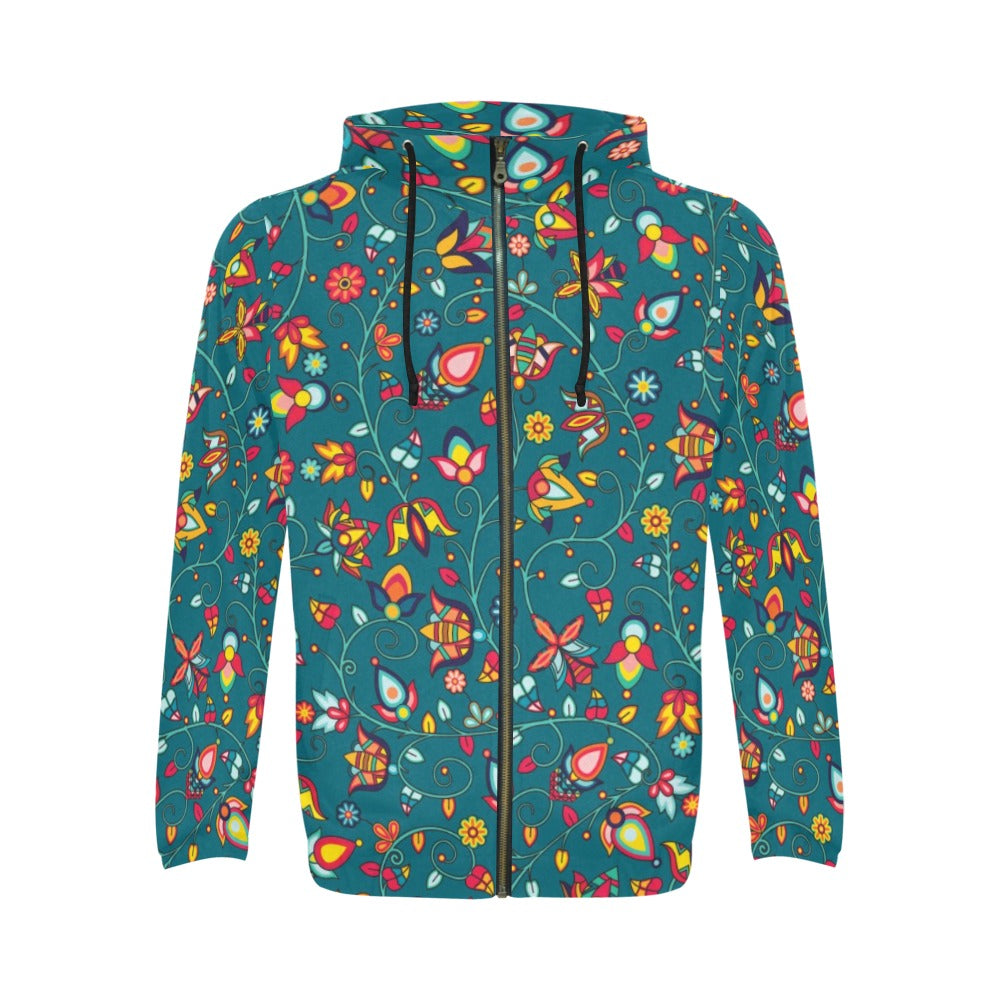 Thorny Path Teal Men's Zipper Hoodie