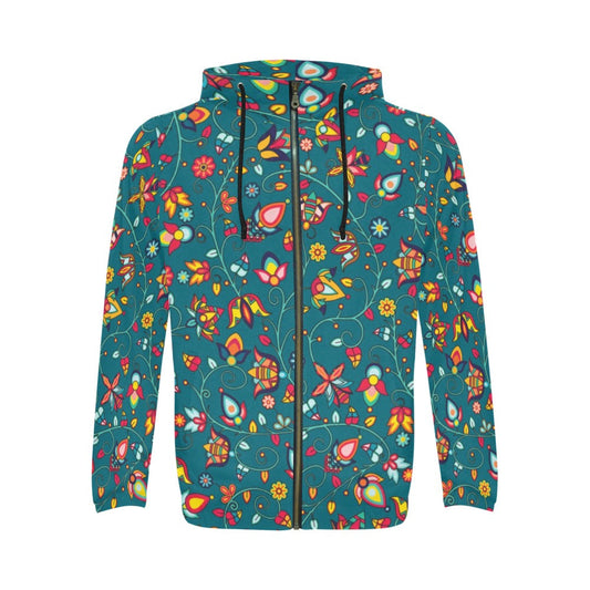 Thorny Path Teal Zip Hoodie