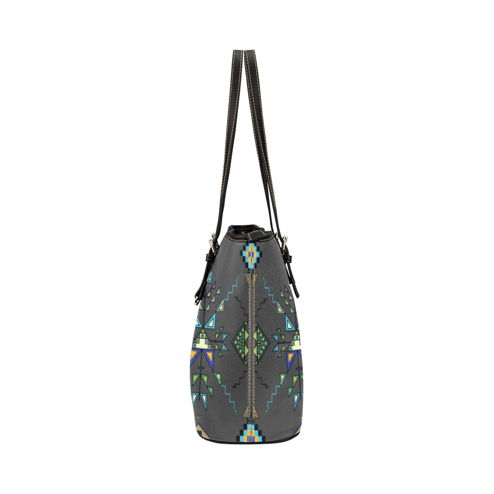 Bear Shield Gray Leather Tote