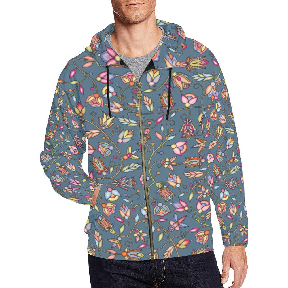 Buffalo Bloom Rainstorm Men's Zipper Hoodie