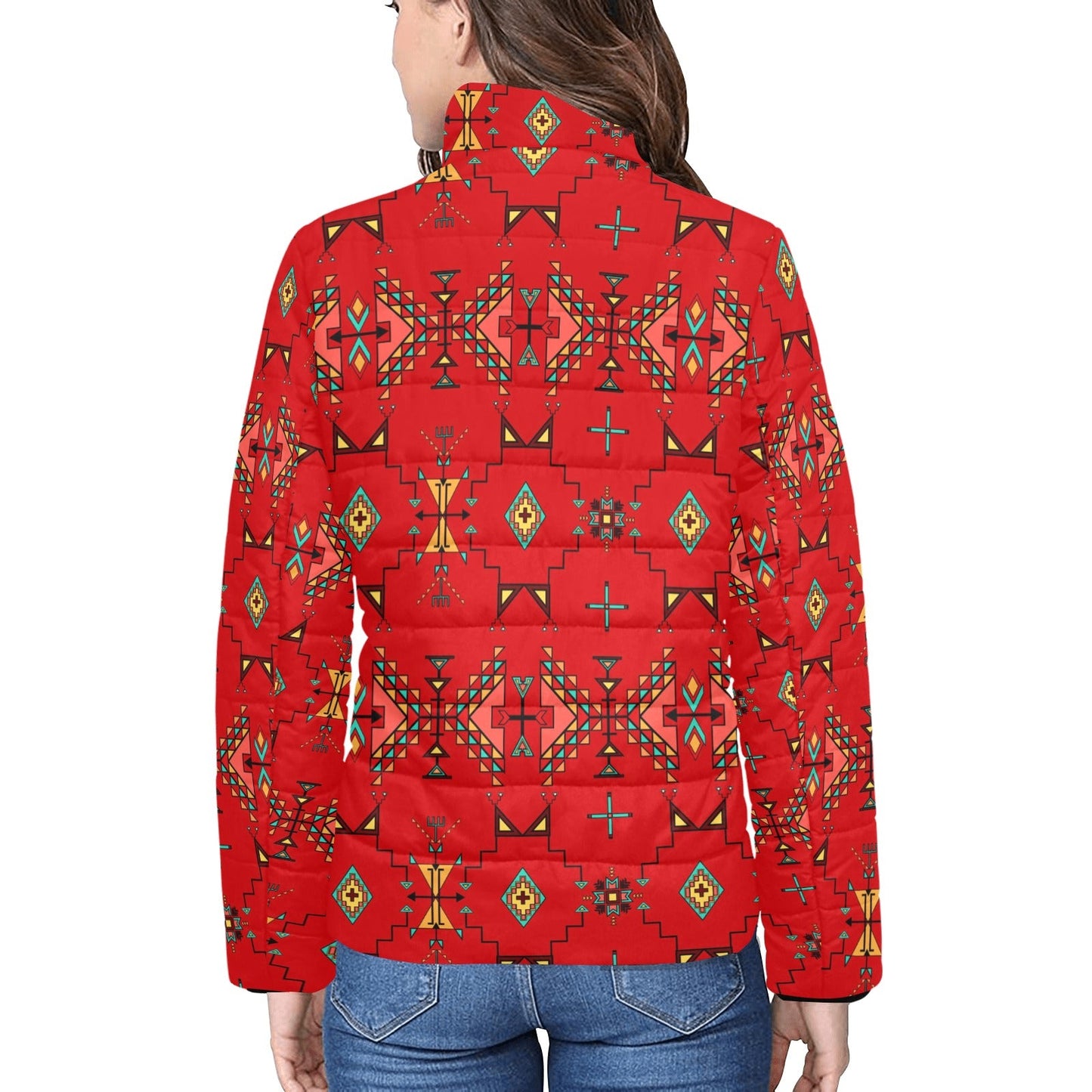 Thunder Flight Red Women's Stand Collar Padded Jacket