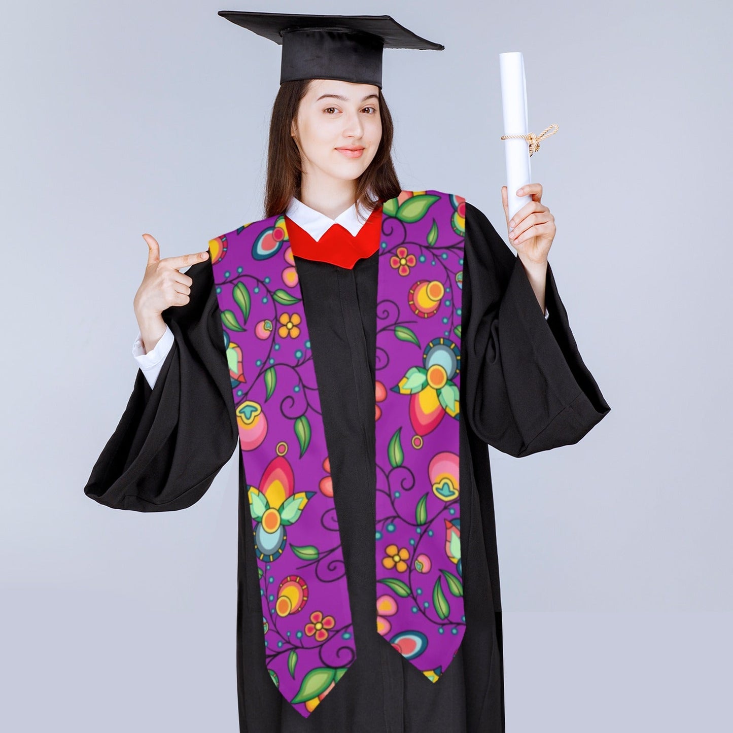 Floral Bounty Purple Graduation Stole