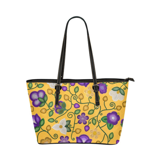 Midnight Moss Bloom Yellow Leather Tote