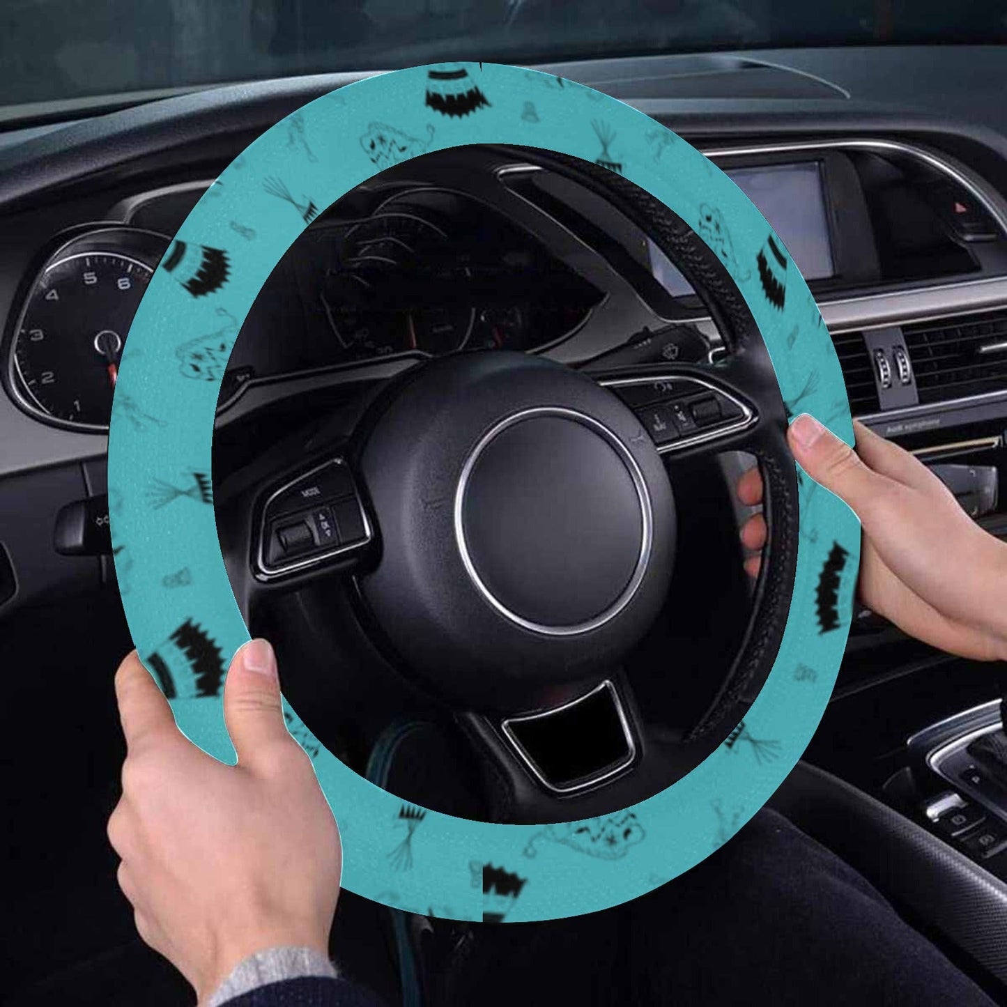 Ledger Dabbles Torquoise Steering Wheel Cover with Elastic Edge