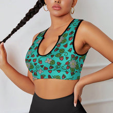 Load image into Gallery viewer, Strawberry Dreams Turquoise Yoga Top
