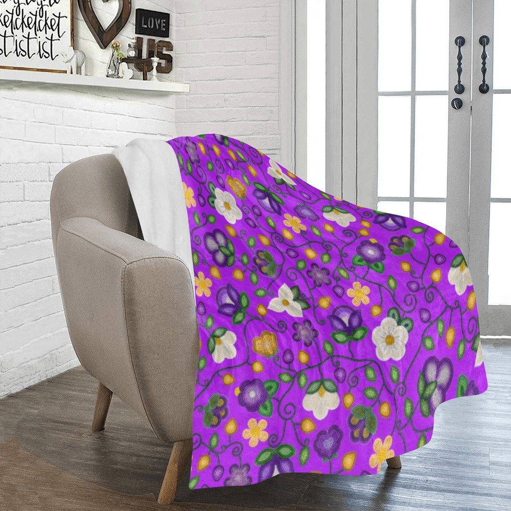 Midnight Moss Bloom Purple Large Micro Fleece Blanket