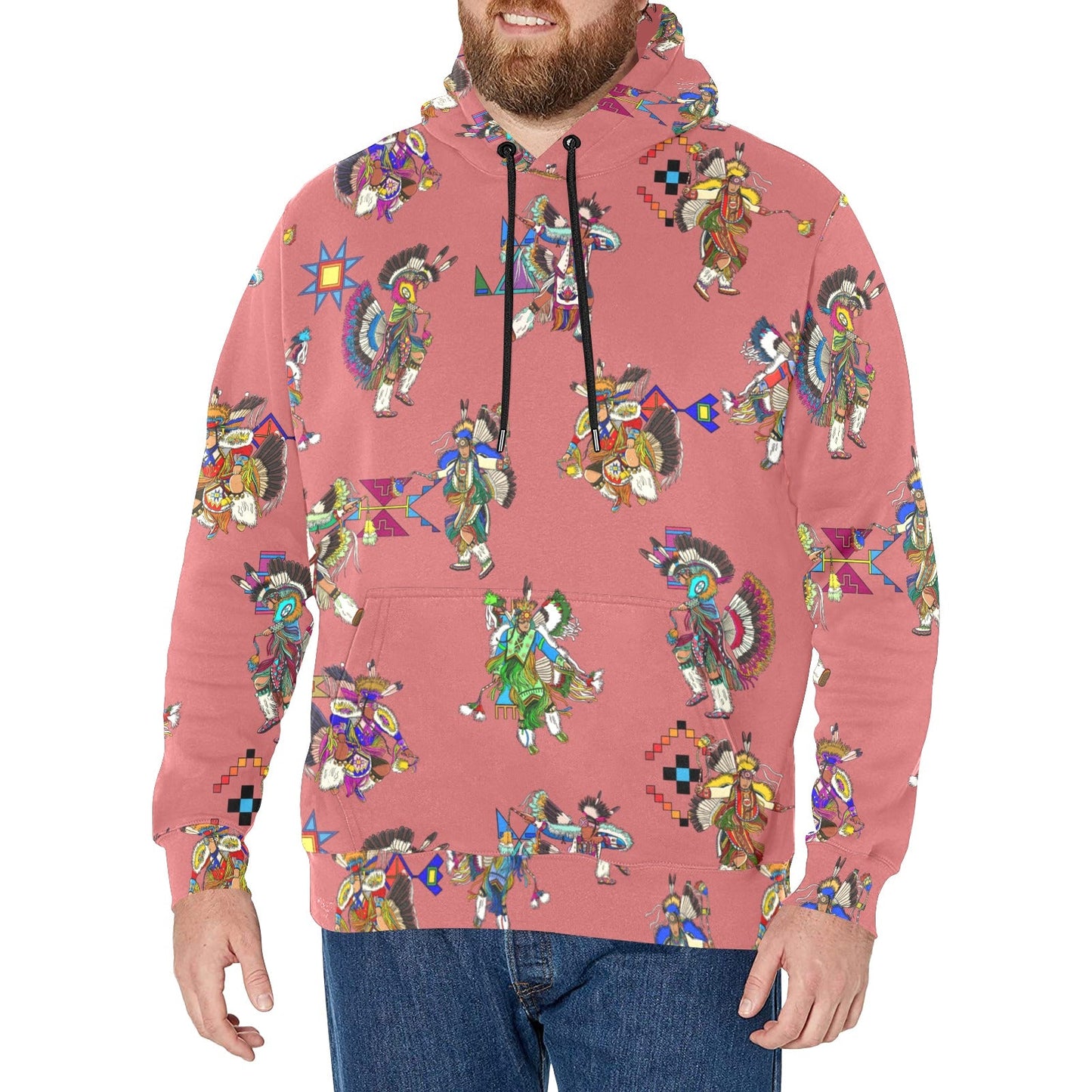 Men's Fancy Dancers Terra Cotta Men's Long Sleeve Fleece Hoodie