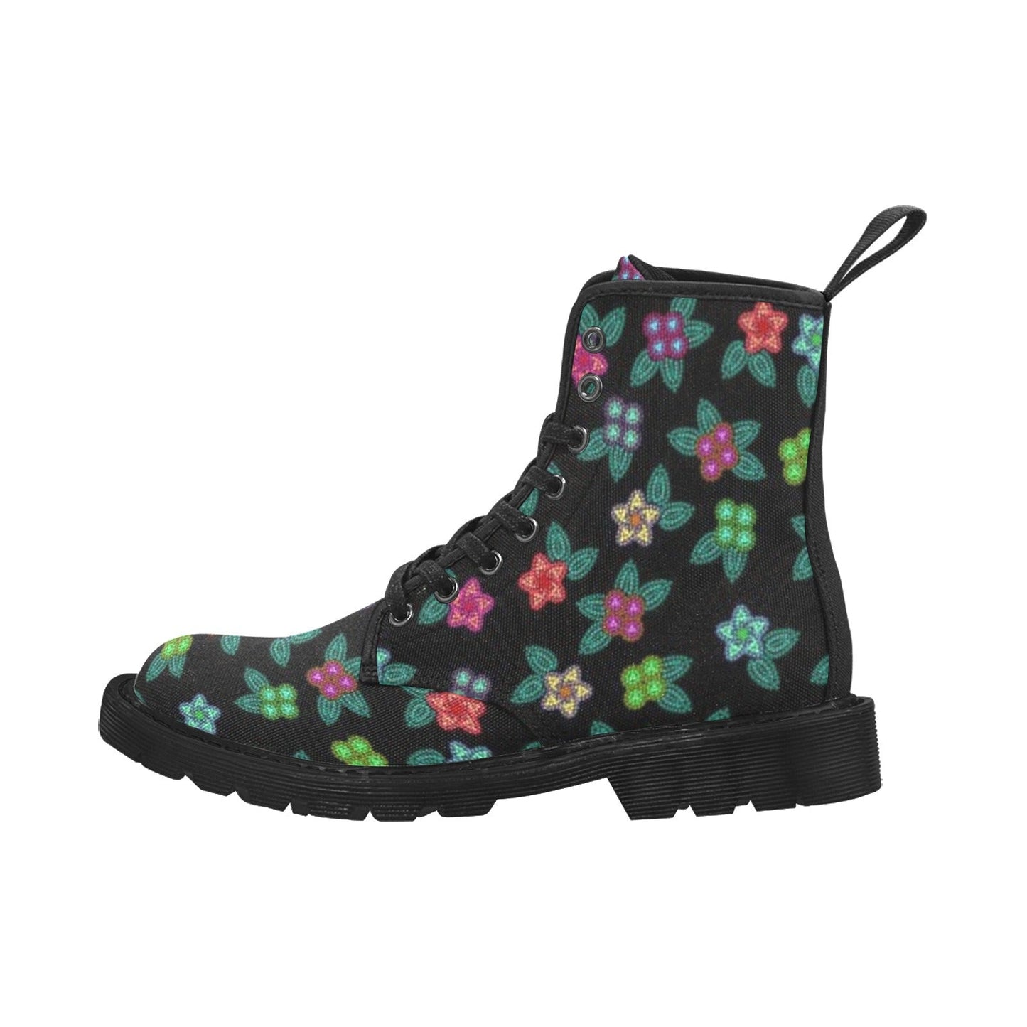 Berry Flowers Black Boots for Men