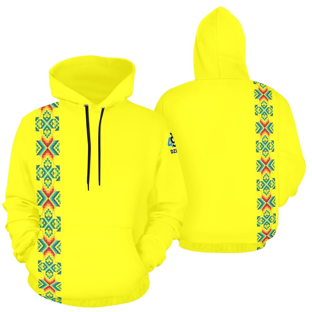 Yellow Blanket Strip Hoodie for Men