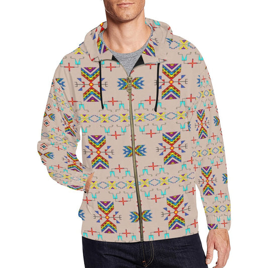 Rainy Chief Rainbow Taupe Men's Zipper Hoodie